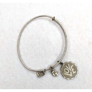 ALEX AND ANI LOVE medallion Silver-tone Charm Bracelet